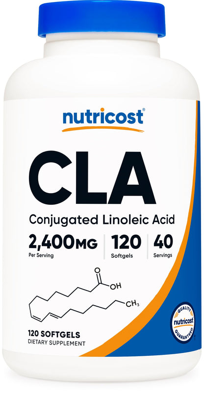 Nutricost CLA (Conjugated Linoleic Acid) 2,400mg - 120 Softgels | Gluten Free, Non-GMO, 800mg Per Softgel
