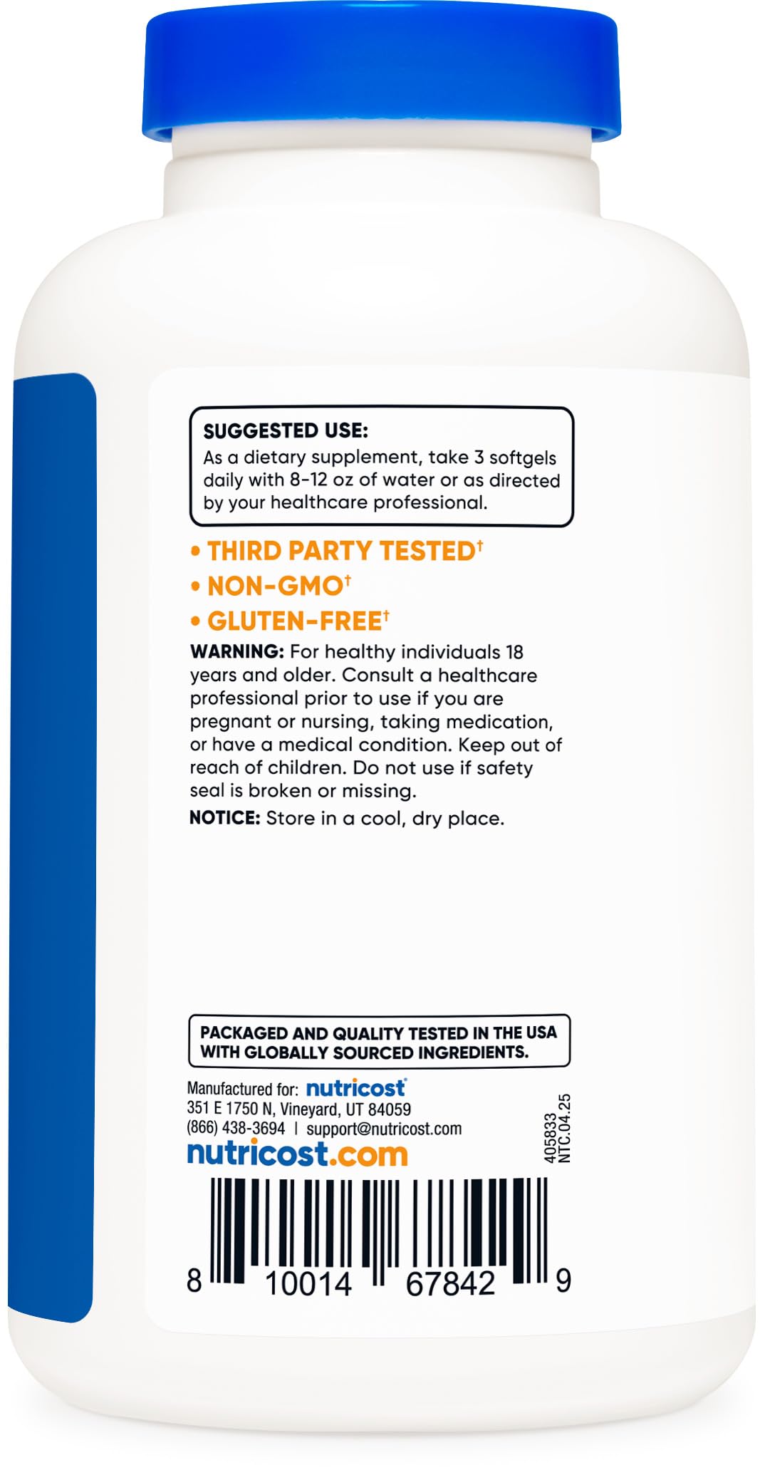 Nutricost CLA (Conjugated Linoleic Acid) 2,400mg - 120 Softgels | Gluten Free, Non-GMO, 800mg Per Softgel
