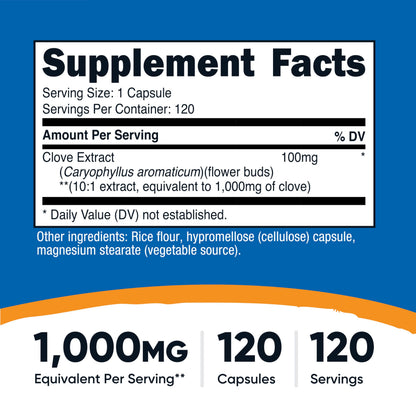 Nutricost Clove 10:1 Extract 1000mg - 120 Capsules | Vegan, GMO Free, Gluten Free