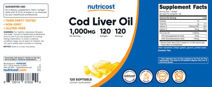 Nutricost Cod Liver Oil 1000mg, 120 Softgels – Non-GMO & Gluten Free
