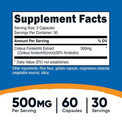 Nutricost Coleus Forskohlii 500mg - 60 Capsules | Maximum Strength Formula