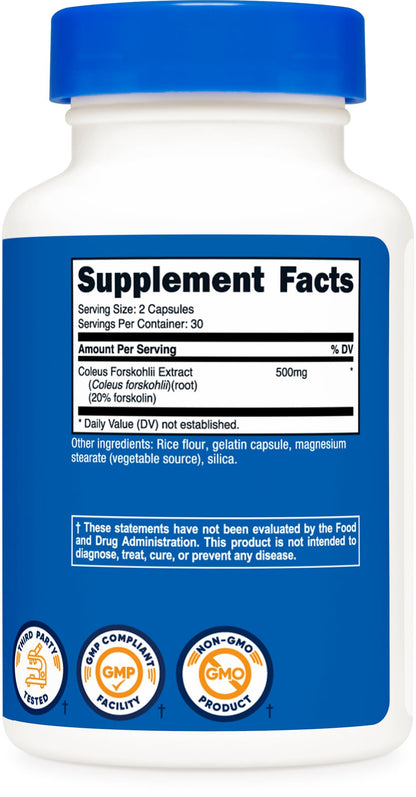 Nutricost Coleus Forskohlii 500mg – 60 Capsules (Pack of 2) | Maximum Strength