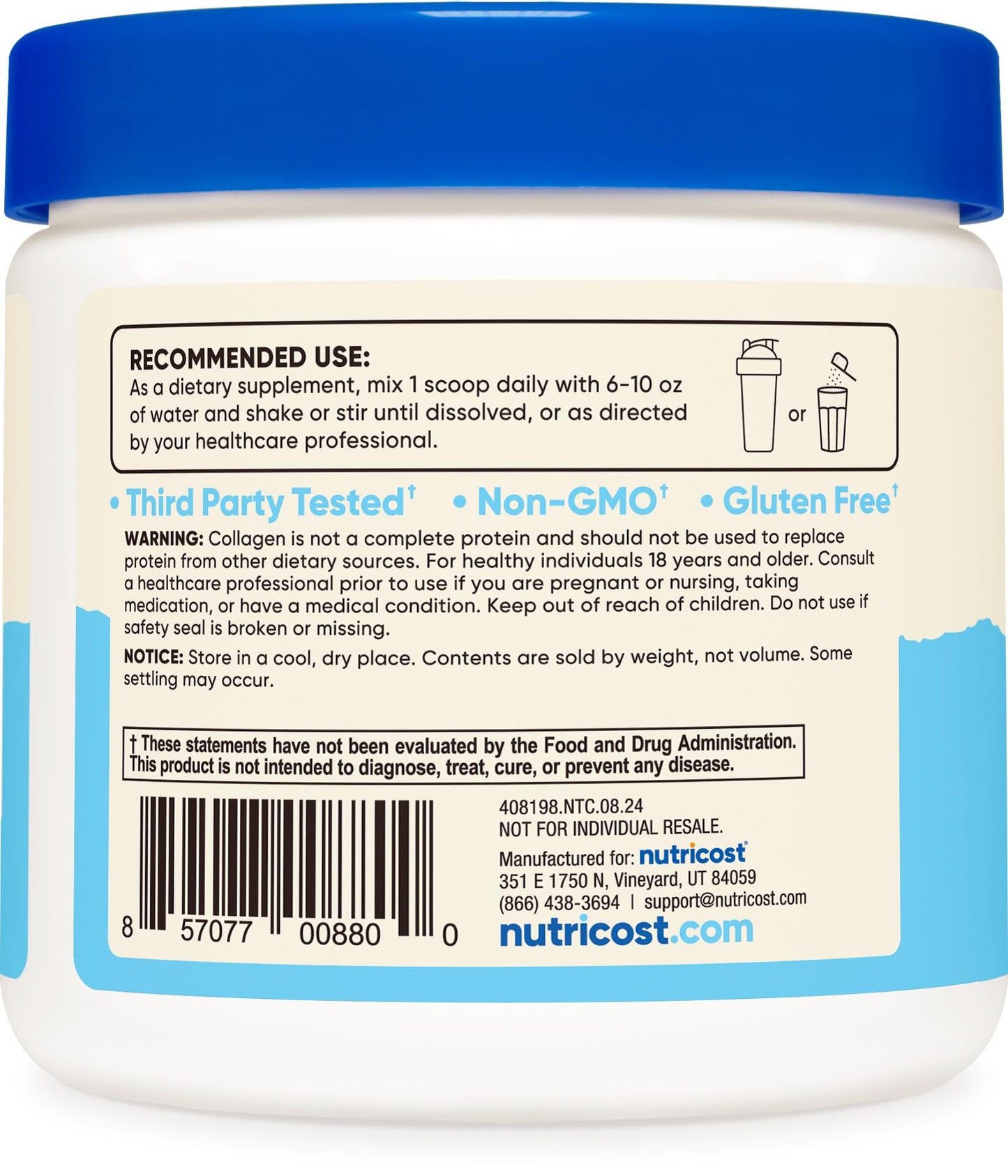 Nutricost Collagen Peptides Powder 4 oz Unflavored | Type I & III, Grass-Fed