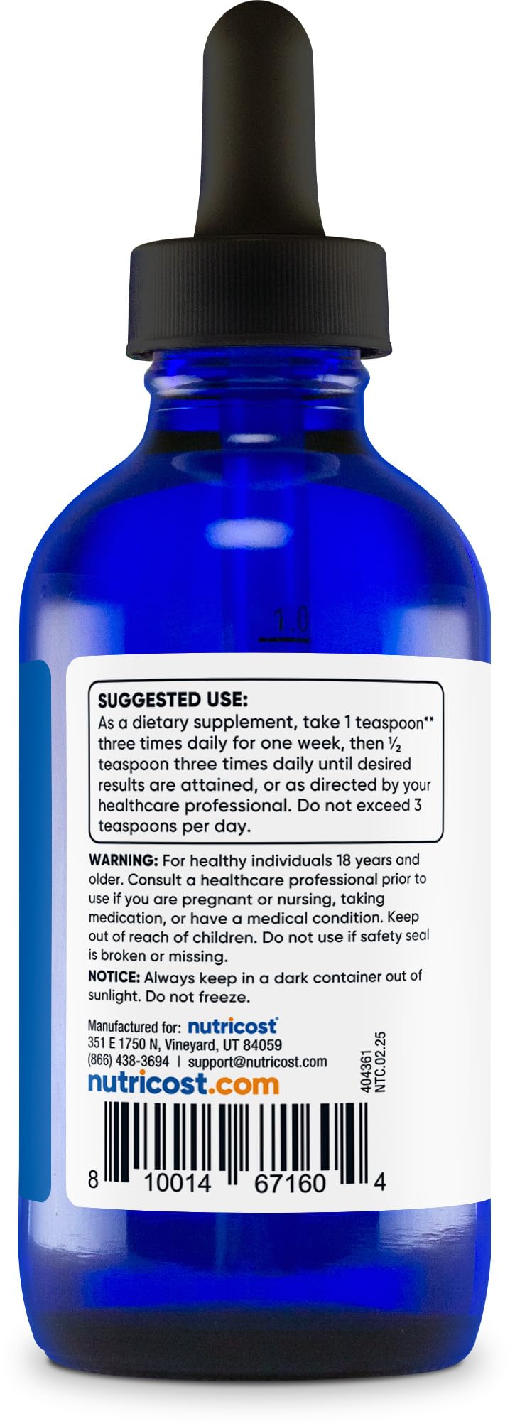 Nutricost Colloidal Silver 4oz – Bio-Active, Cobalt Blue Glass Bottles