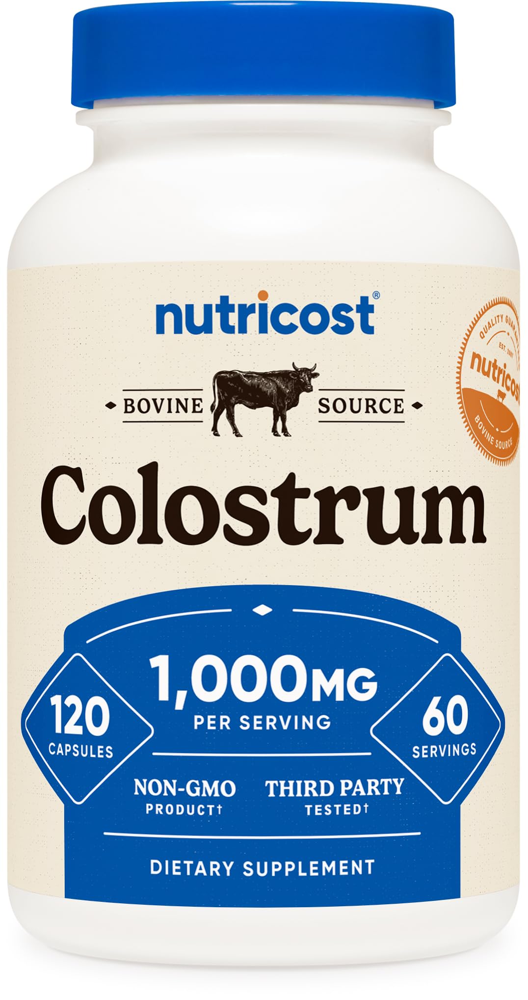 Nutricost Colostrum 1000mg, 120 Capsules – Gluten Free & GMO Free, 60 Servings