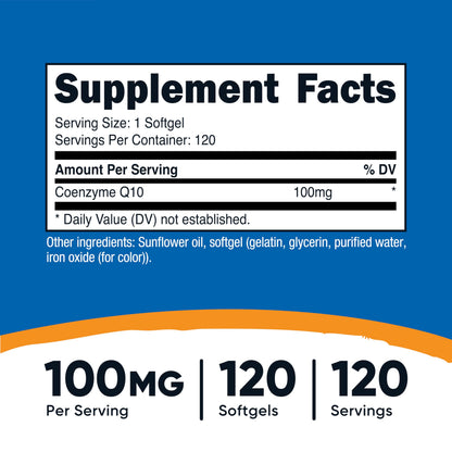 Nutricost CoQ10 Softgels (120 Servings, 100 mg) – High Absorption, Gluten Free & Non-GMO