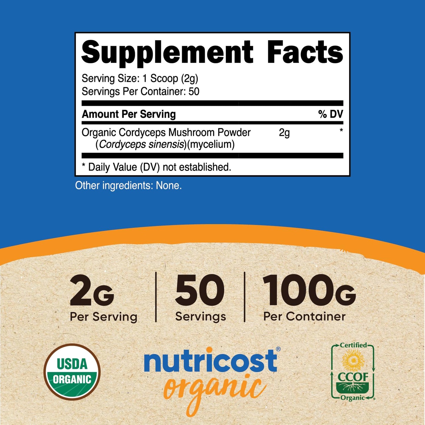Nutricost Organic Cordyceps Powder 100 Grams | USDA Organic, Non-GMO, Gluten Free
