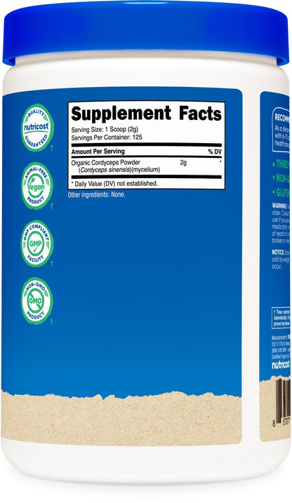 Nutricost Organic Cordyceps Powder 250g – USDA Organic, Non-GMO, Gluten Free