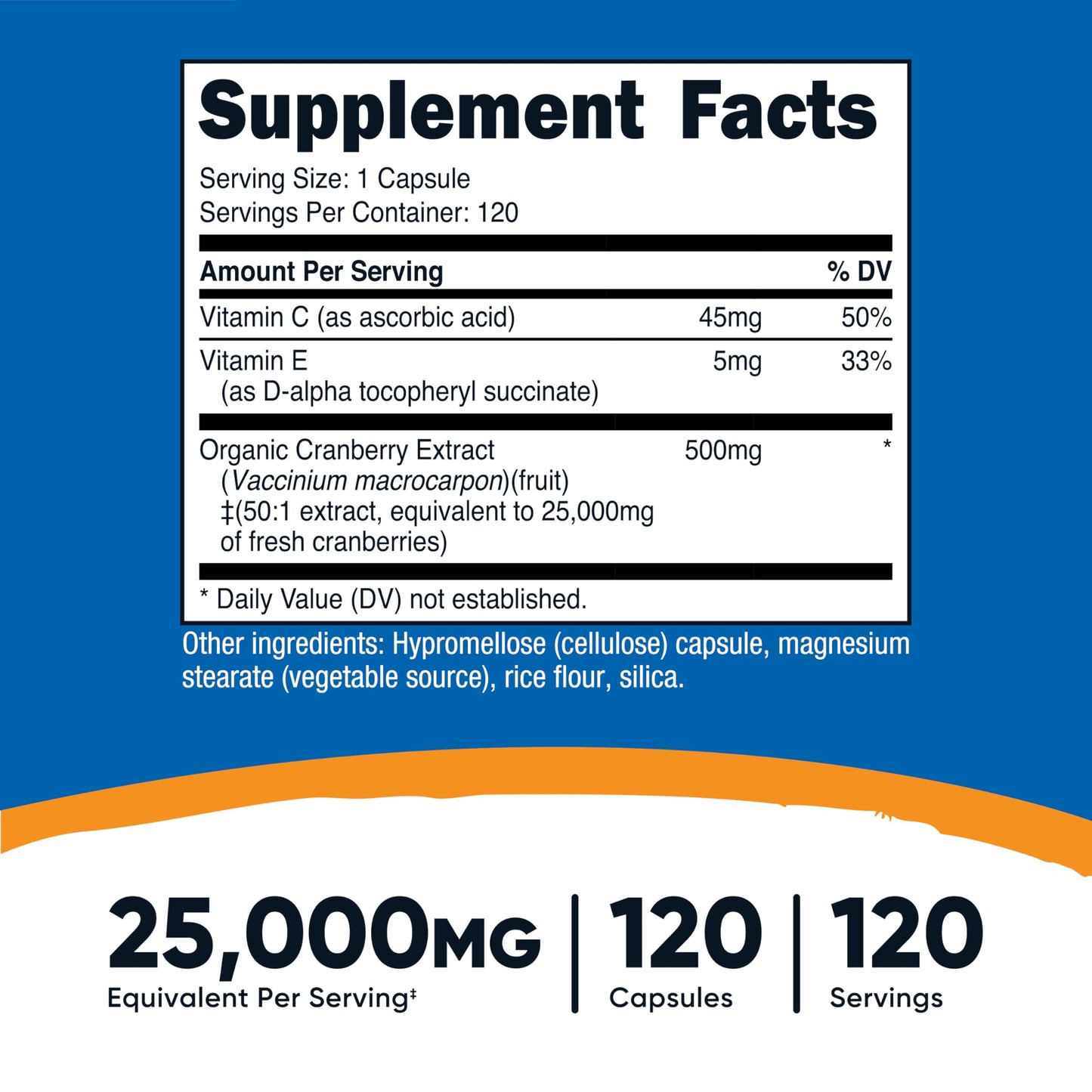 Nutricost Cranberry Extract 25,000mg (120 Capsules) with Vitamin C & Vitamin E
