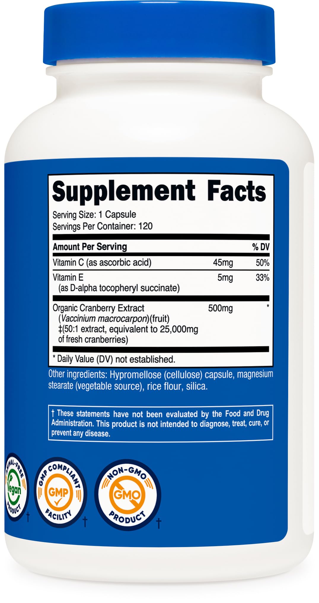 Nutricost Cranberry Extract 25,000mg (120 Capsules) with Vitamin C & Vitamin E