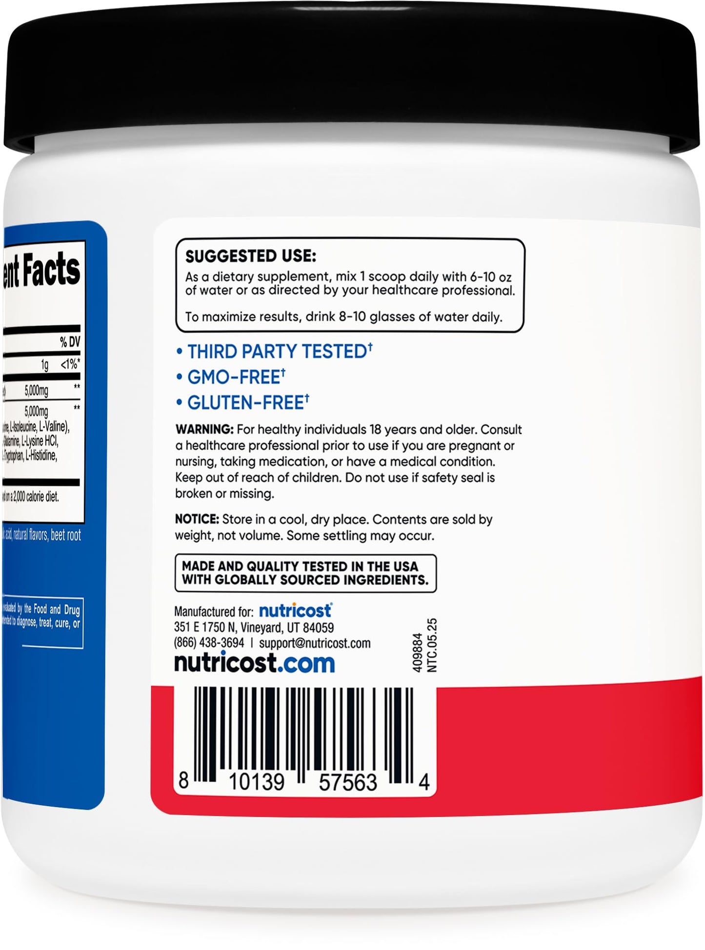 Nutricost Creatine + Aminos (30 Servings) – Fruit Punch, 5,000 mg Creatine Monohydrate + 5,000 mg BCAA per Serving
