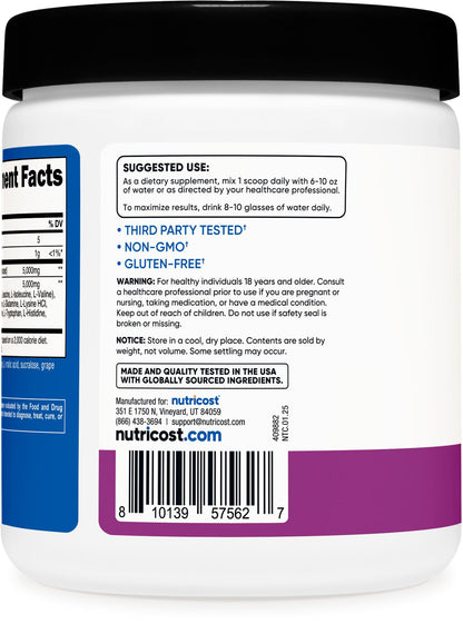 Nutricost Creatine + Aminos 30 Servings (Grape) – 5,000mg Creatine Monohydrate + 5,000mg Amino BCAA per Serving