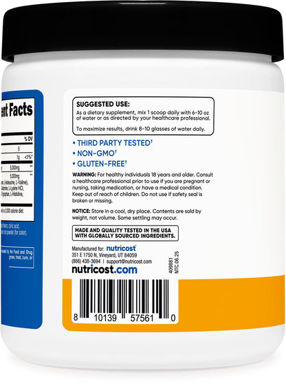 Nutricost Creatine + Aminos 30 Servings Peach Mango – 5,000mg Creatine Monohydrate + 5,000mg BCAA per Serving