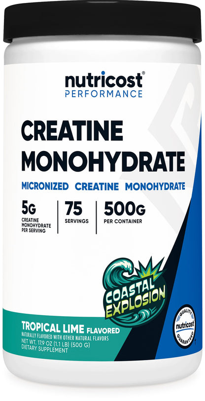 Nutricost Creatine Monohydrate Powder – Coastal Explosion (500g) | Micronized, Vegan, GMO-Free, Gluten Free