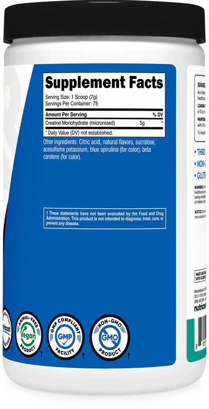 Nutricost Creatine Monohydrate Powder – Coastal Explosion (500g) | Micronized, Vegan, GMO-Free, Gluten Free