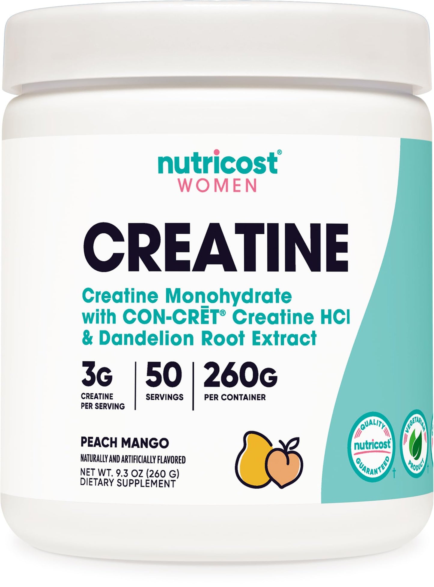 Nutricost Creatine Monohydrate Powder for Women – Peach Mango, 50 Servings