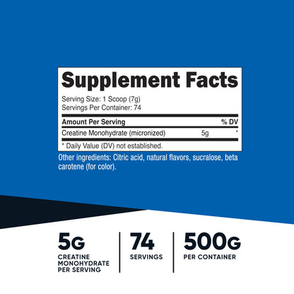 Nutricost Creatine Monohydrate Powder Mandarin Orange (500g) – Micronized, Vegan, Non-GMO, Gluten Free