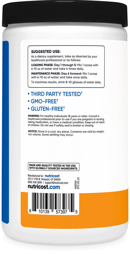 Nutricost Creatine Monohydrate Powder Mandarin Orange (500g) – Micronized, Vegan, Non-GMO, Gluten Free