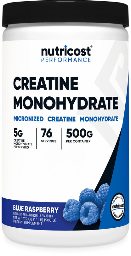 Nutricost Creatine Monohydrate Powder Blue Raspberry - 500 g | 1.1 LBS