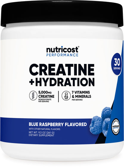 Nutricost Creatine Monohydrate + Hydration Blue Raspberry – 30 Servings
