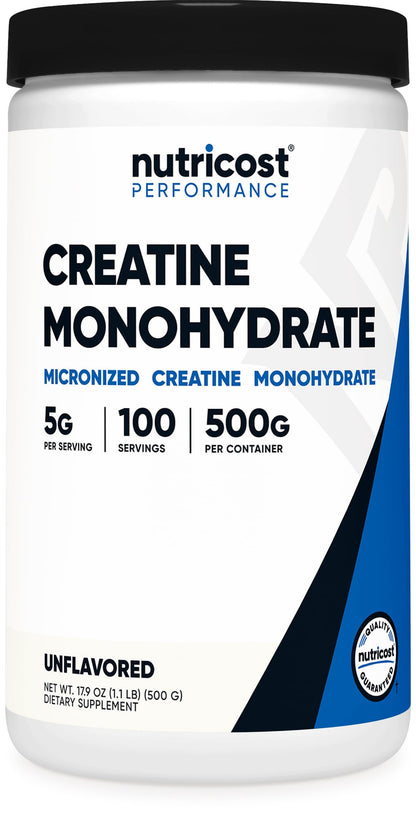 Nutricost Creatine Monohydrate Micronized Powder 500g – 5g Serving, 100 Servings