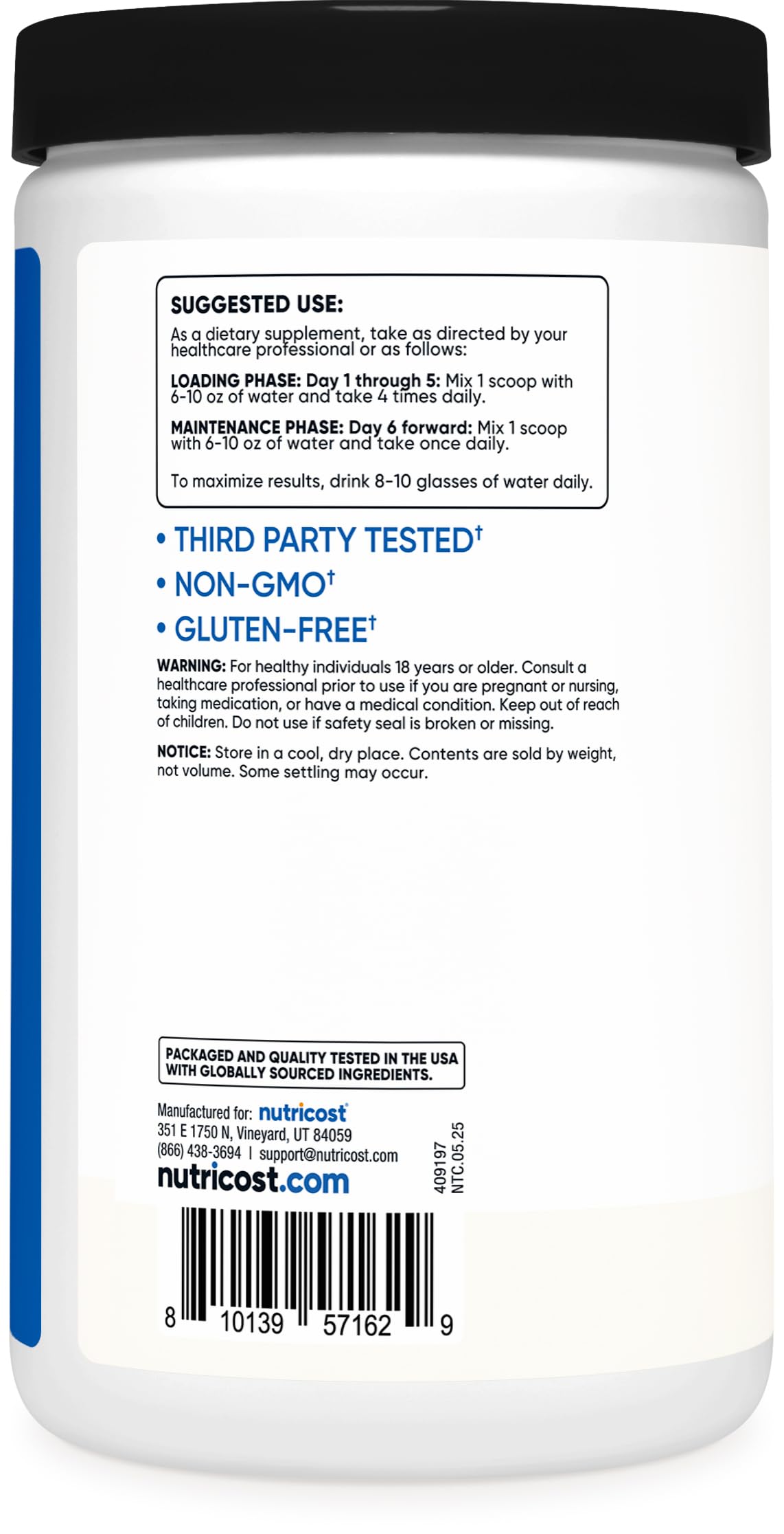 Nutricost Creatine Monohydrate Micronized Powder 500g – 5g Serving, 100 Servings