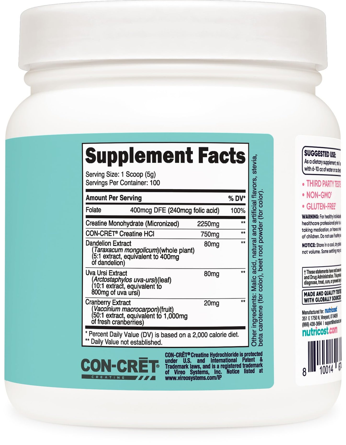 Nutricost Creatine Monohydrate Powder for Women – Peach Mango, 100 Servings, Vegetarian, Non-GMO, Gluten Free