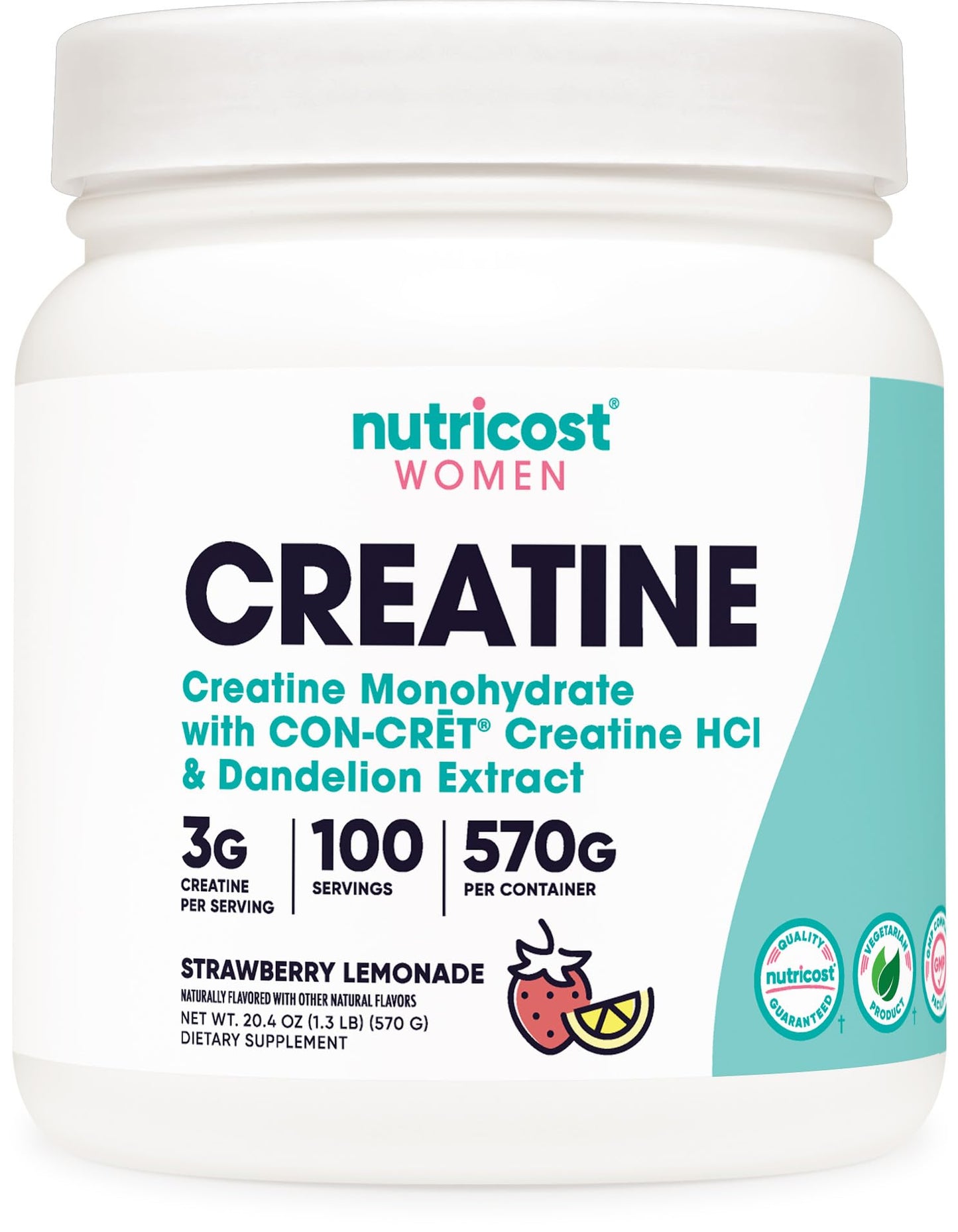 Nutricost Creatine Monohydrate Powder for Women – Strawberry Lemonade, 100 Servings