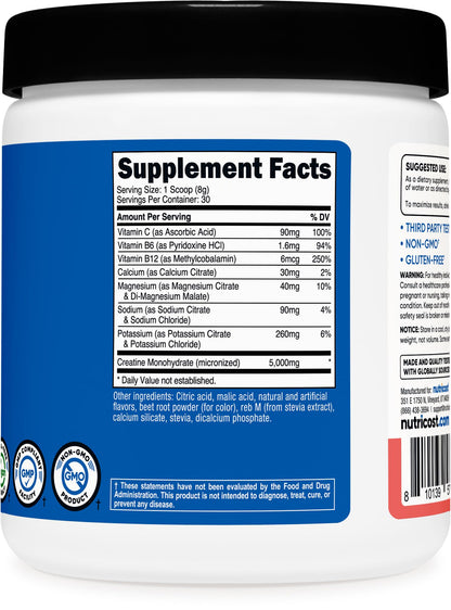 Nutricost Creatine Monohydrate & Hydration Watermelon 30 Servings