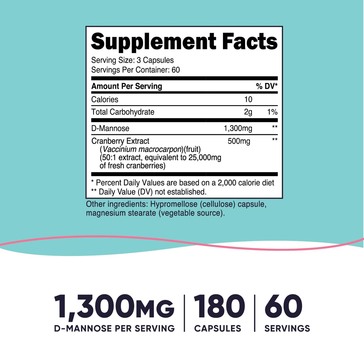 Nutricost D-Mannose with Cranberry Extract for Women – 1300mg | 180 Capsules