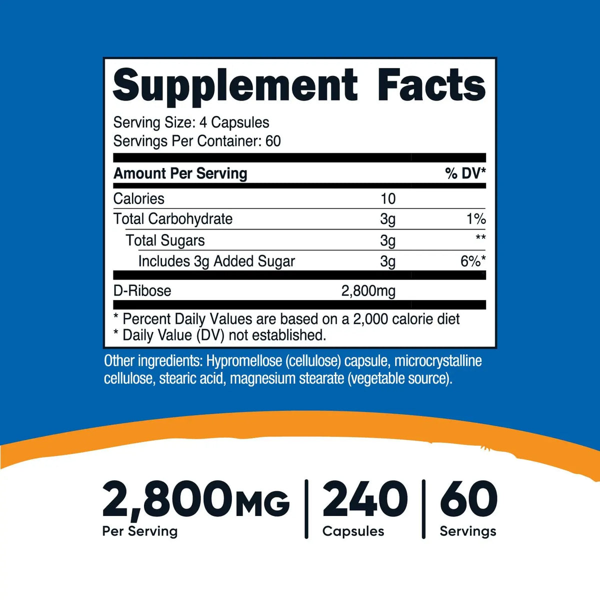 Nutricost D-Ribose 700mg (2800mg per Serving) – 240 Capsules x 2 Pack – Vegetarian, Non-GMO, Gluten Free BritishVita | Premium UK Vitamins & Wellness Supplements
