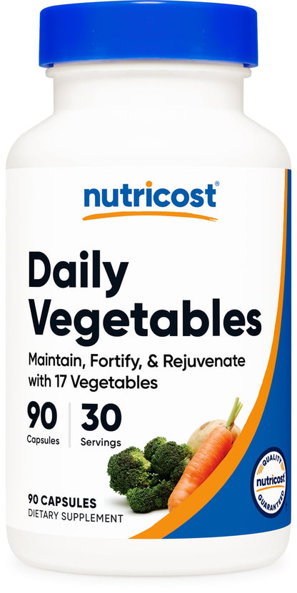 Nutricost Daily Vegetables 90 Capsules (30 Servings) – 17 Vegetable Blend