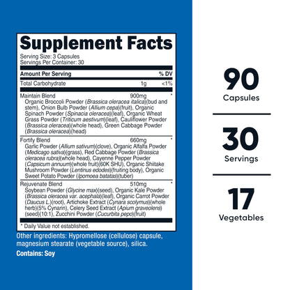Nutricost Daily Vegetables 90 Capsules (30 Servings) – 17 Vegetable Blend