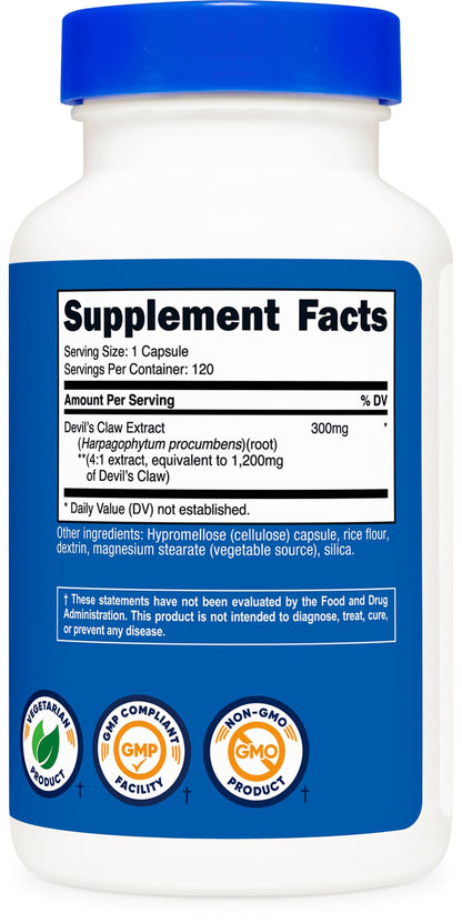 Nutricost Devils Claw 1200mg - 120 Veggie Caps - Non-GMO & Gluten Free