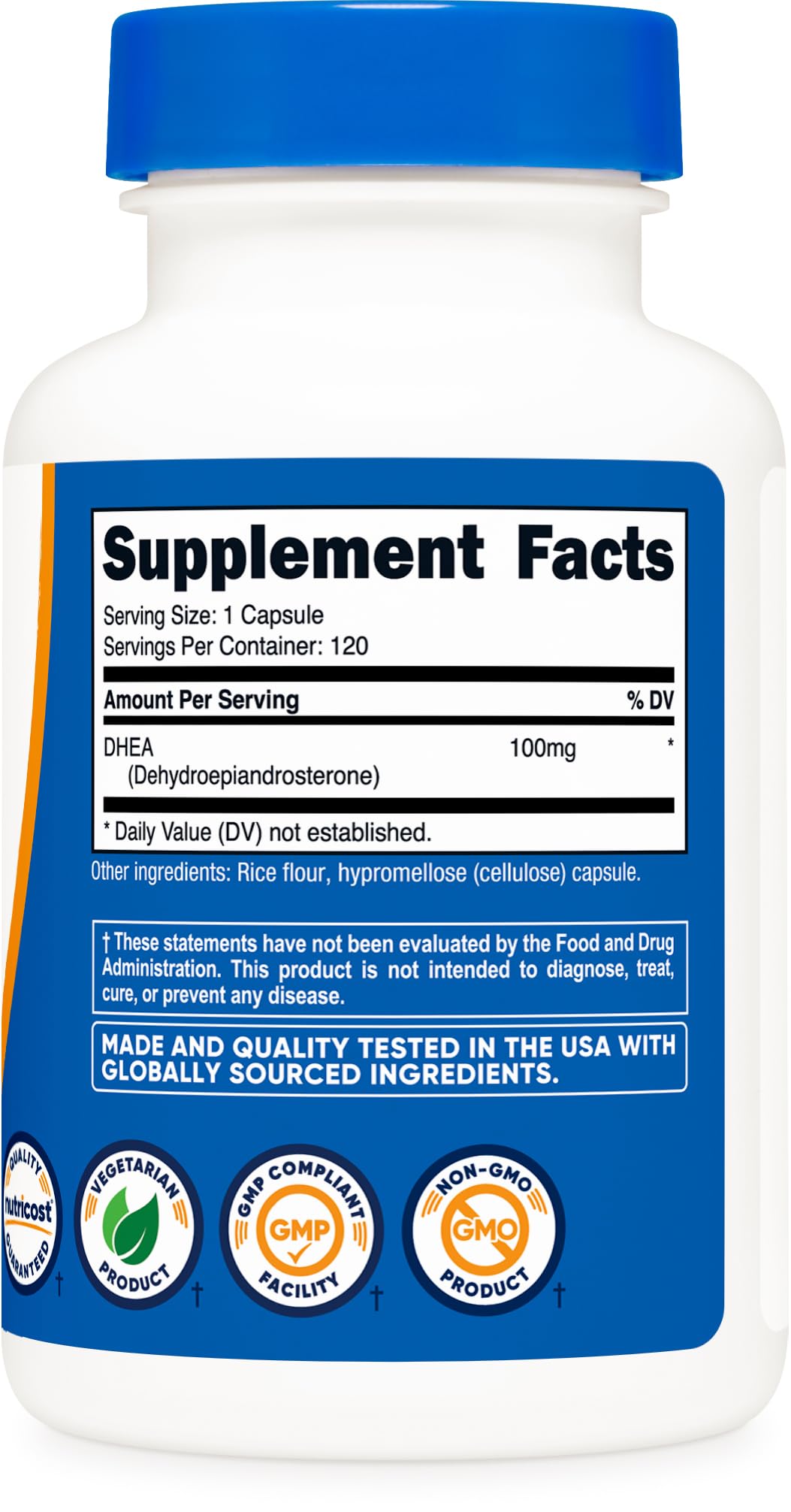 Nutricost DHEA 100mg - 120 Capsules | Gluten Free, Non-GMO, Soy Free