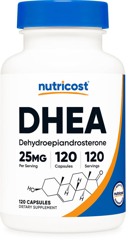 Nutricost DHEA 25mg - 120 Capsules | Gluten Free, Non-GMO, Soy Free