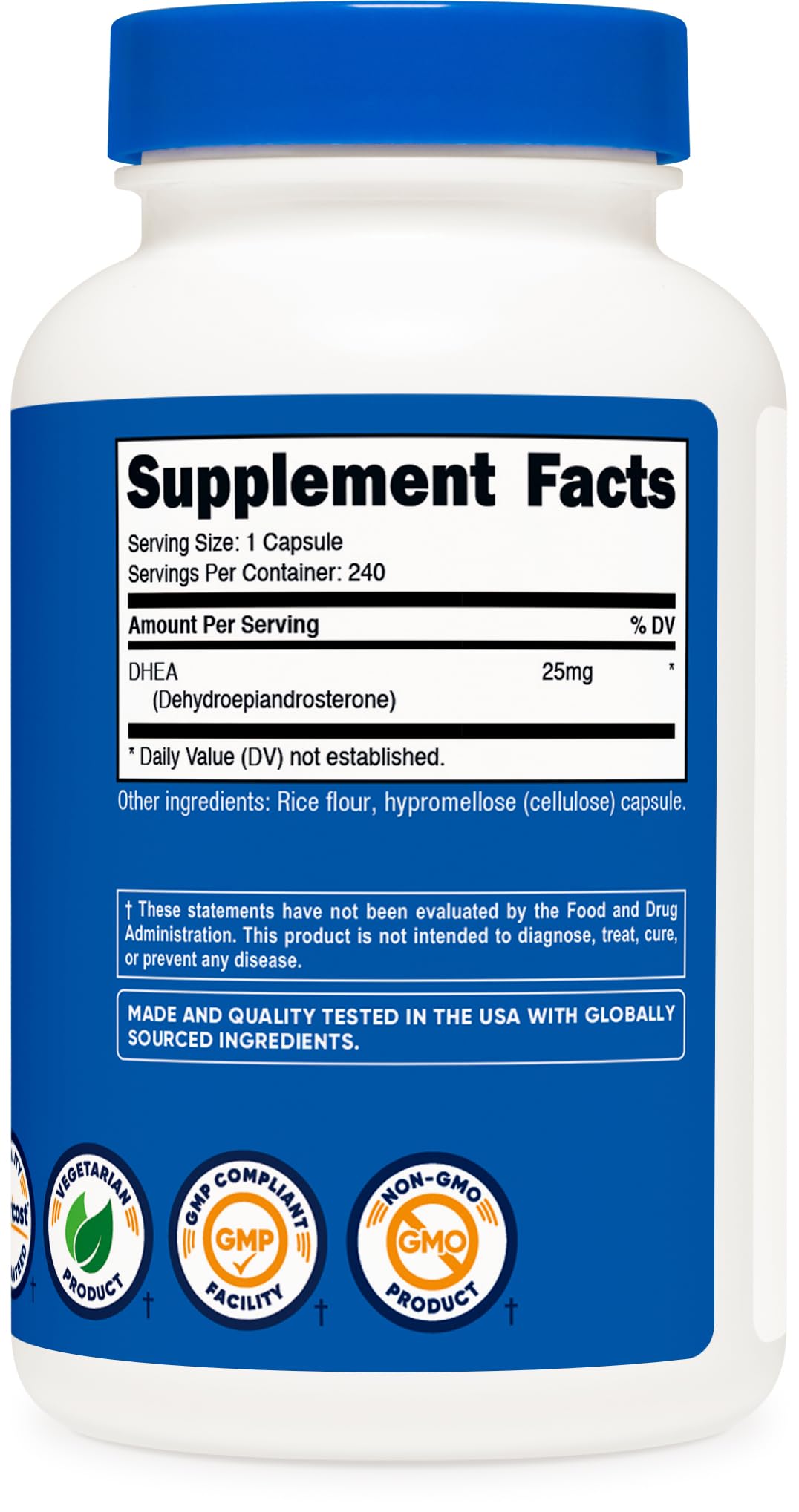 Nutricost DHEA 25mg – 240 Capsules, Gluten Free, Soy Free, Non-GMO