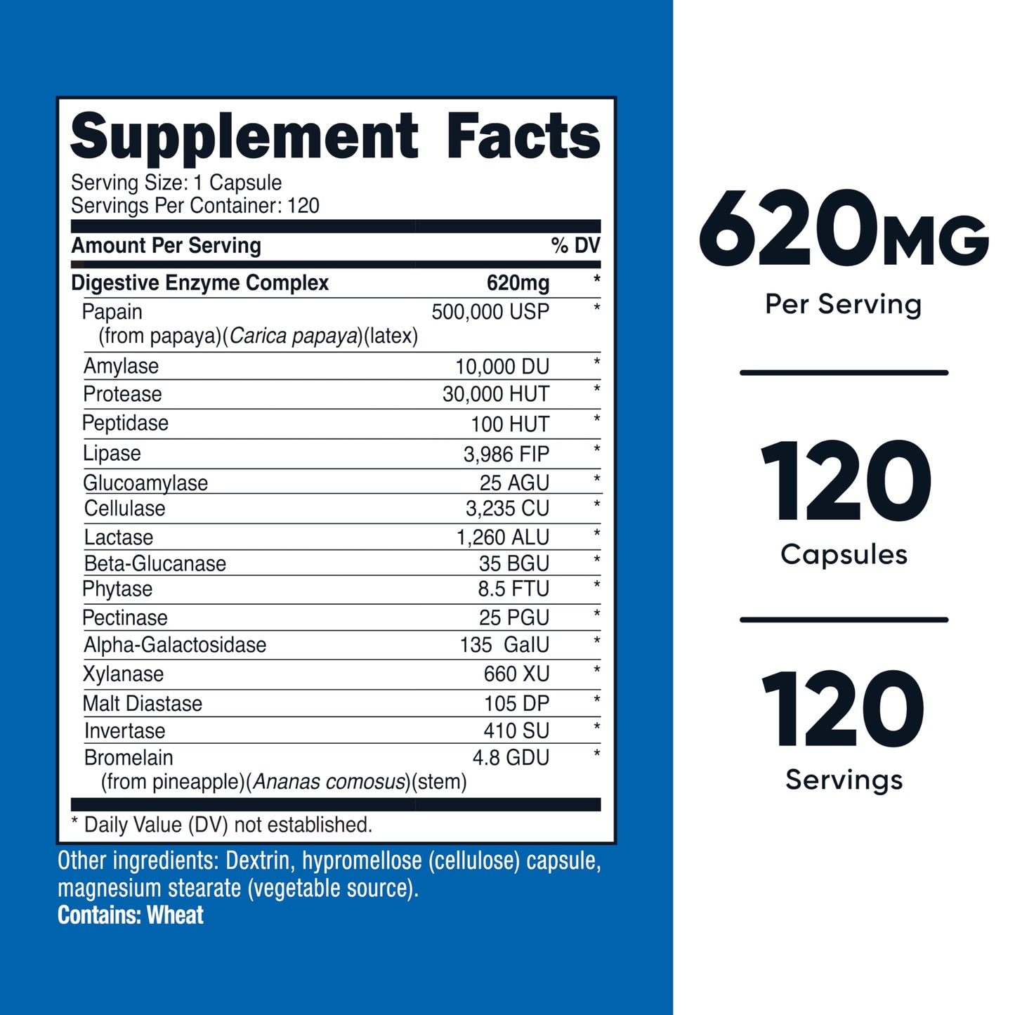 Nutricost Digestive Enzymes 620mg - 120 Capsules | Complete Digestive Enzyme Supplement