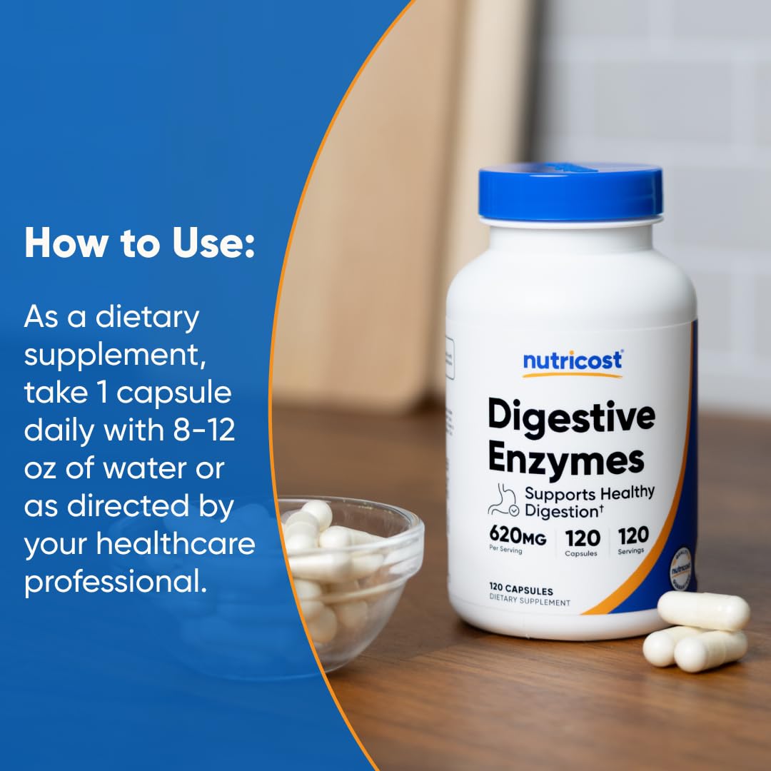 Nutricost Digestive Enzymes 620mg - 120 Capsules | Complete Digestive Enzyme Supplement
