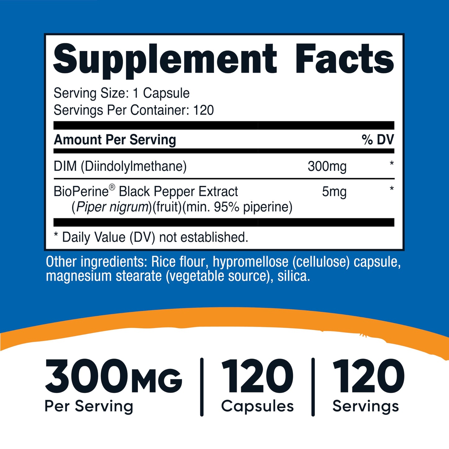 Nutricost DIM + BioPerine 300mg – 120 Vegetarian Capsules | Max Strength