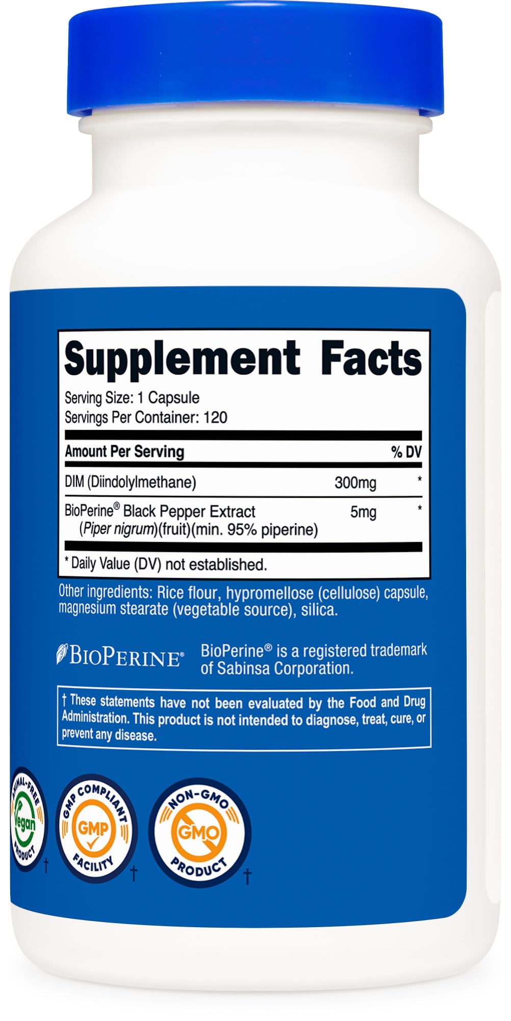 Nutricost DIM + BioPerine 300mg – 120 Vegetarian Capsules | Max Strength
