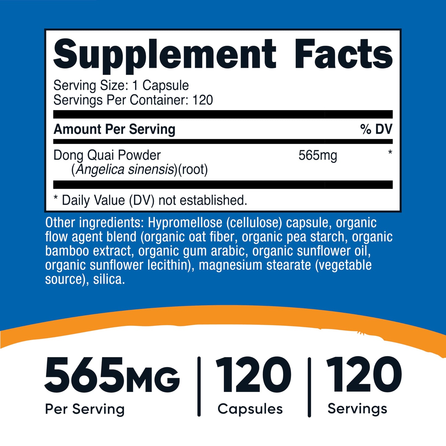 Nutricost Dong Quai 565mg – 120 Vegetarian Capsules (Angelica Sinensis) | Gluten Free & Non-GMO