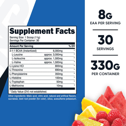 Nutricost EAA Powder 30 Servings (Fruit Punch) – Essential Amino Acids, Non-GMO, Gluten Free, Vegetarian Friendly