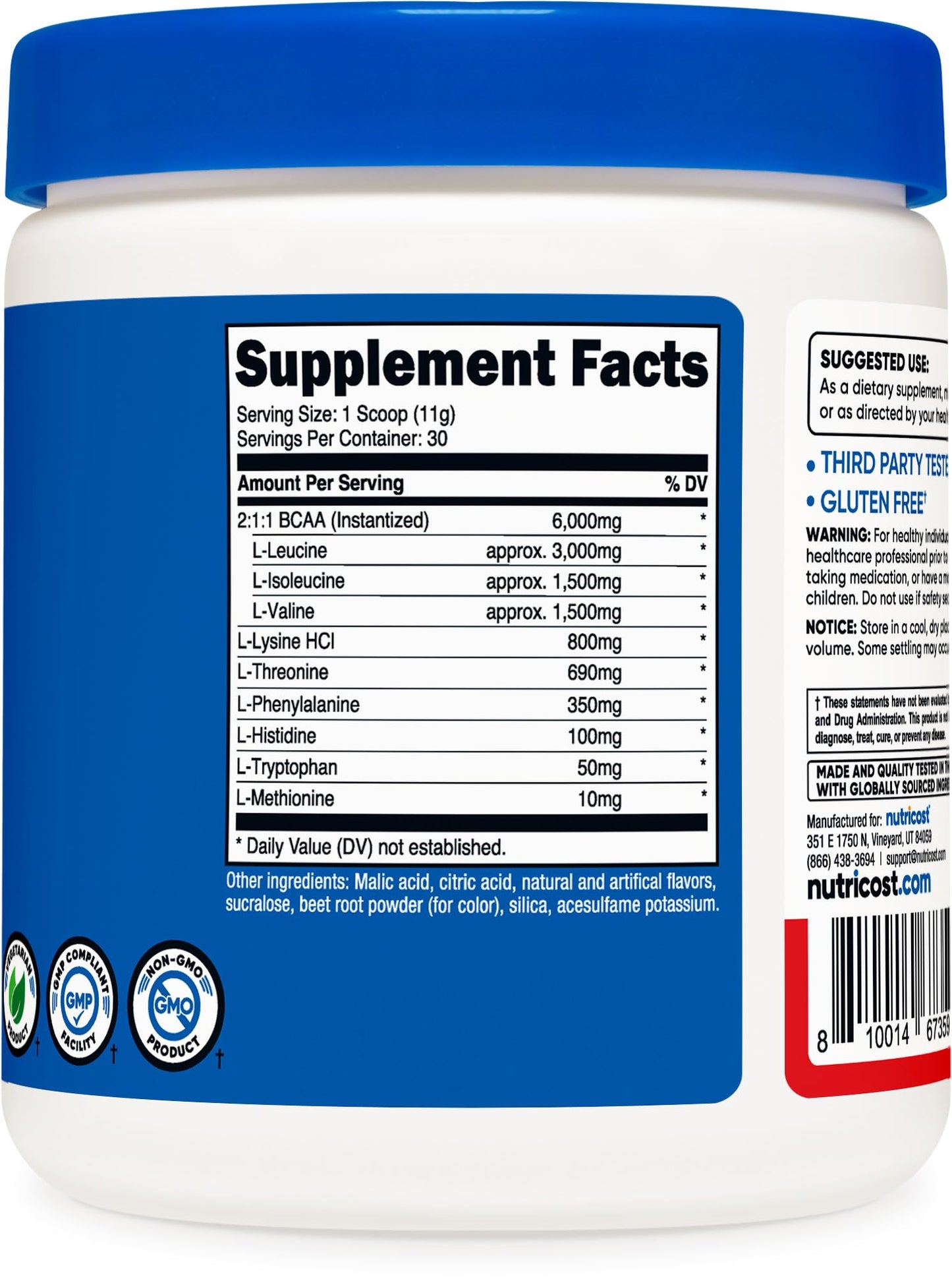 Nutricost EAA Powder 30 Servings (Fruit Punch) – Essential Amino Acids, Non-GMO, Gluten Free, Vegetarian Friendly