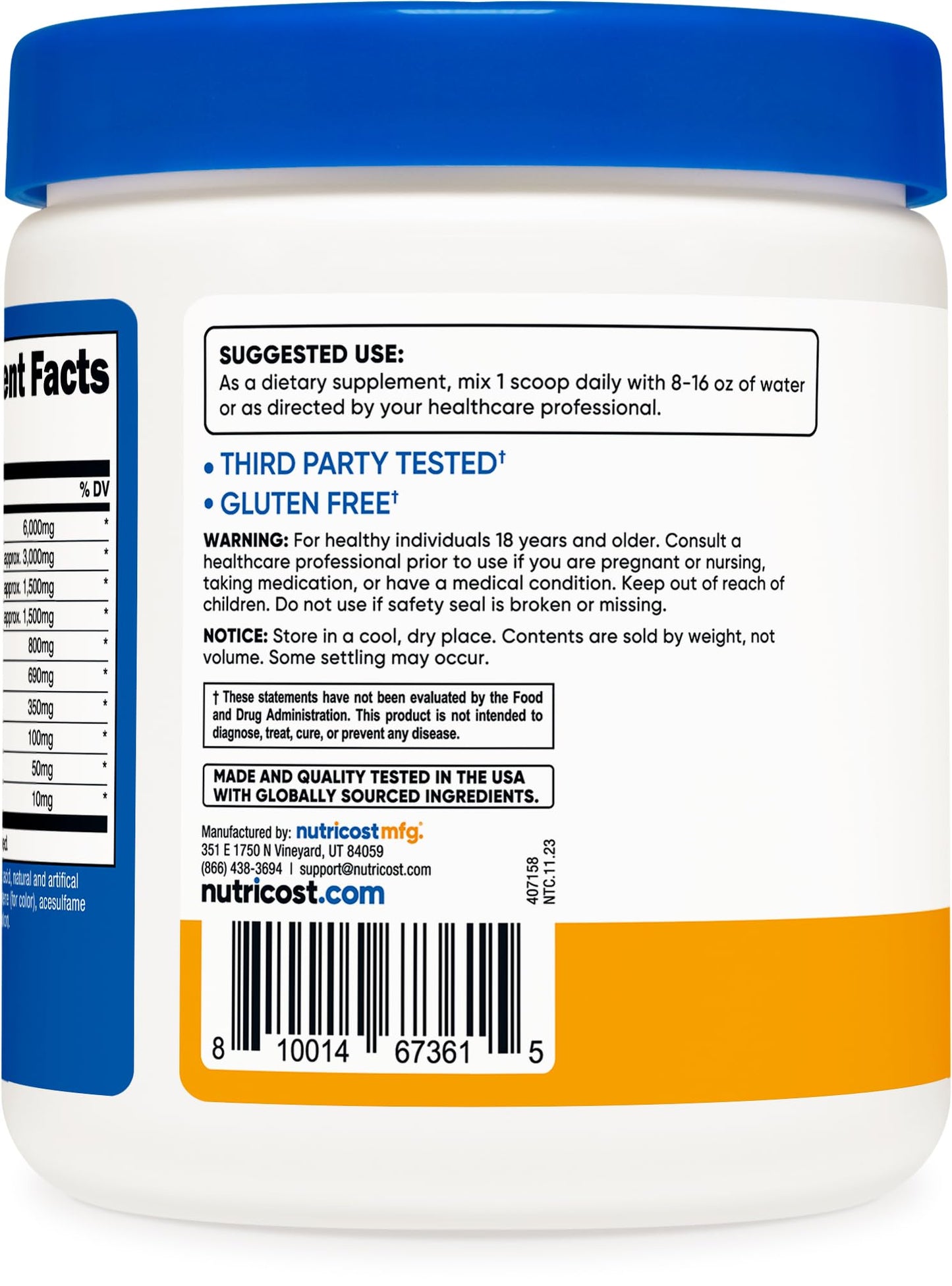 Nutricost EAA Powder Peach Mango – 30 Servings | Essential Amino Acids