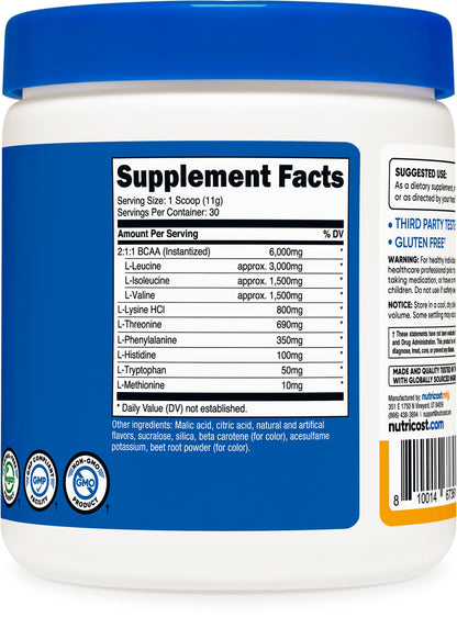 Nutricost EAA Powder Peach Mango – 30 Servings | Essential Amino Acids