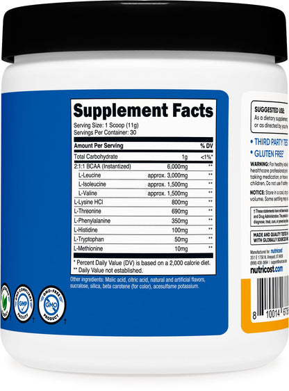 Nutricost EAA Powder 30 Servings - POG Flavor (Passion Fruit, Orange & Guava) - Essential Amino Acids