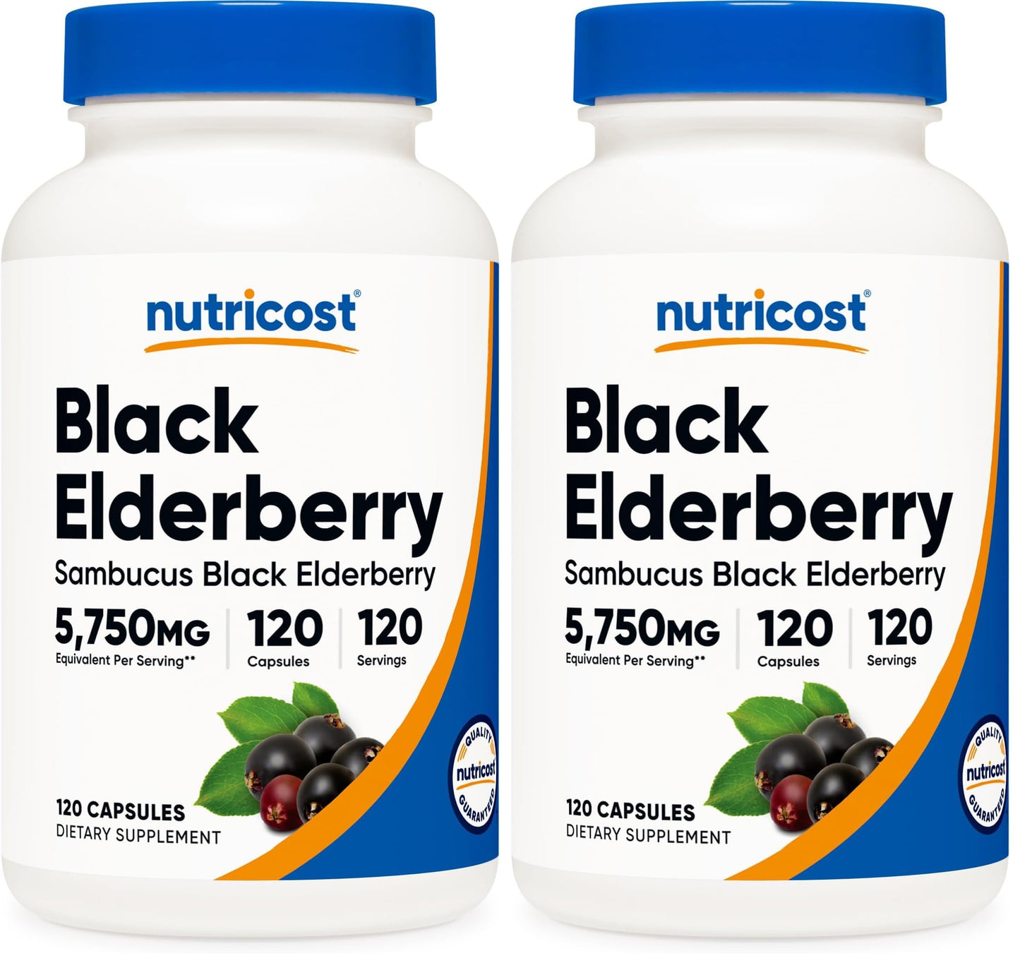 Nutricost Elderberry Capsules 575mg (120) – Pack of 2 | Black Elderberry, Vegetarian, Gluten Free, Non-GMO