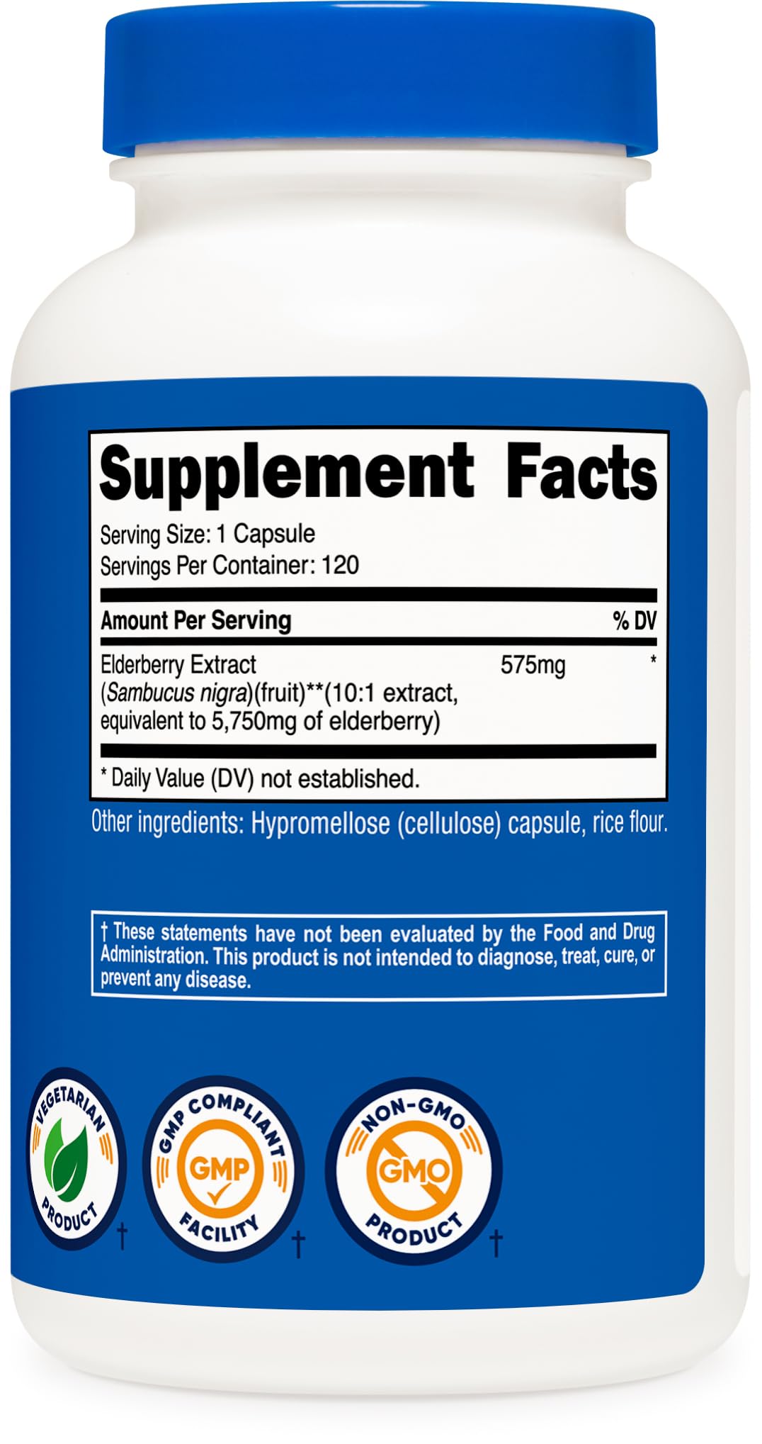 Nutricost Elderberry Capsules 575mg (120) – Pack of 2 | Black Elderberry, Vegetarian, Gluten Free, Non-GMO