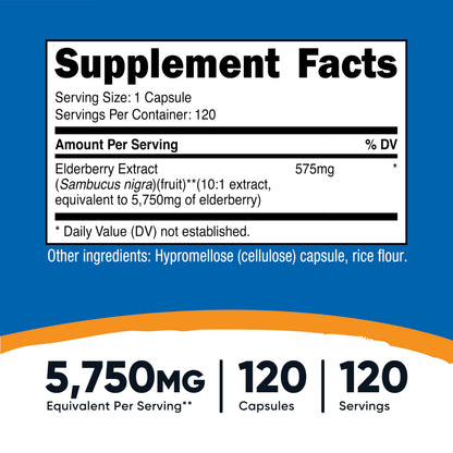 Nutricost Elderberry Capsules 575mg – 120 Servings, Gluten-Free & Non-GMO